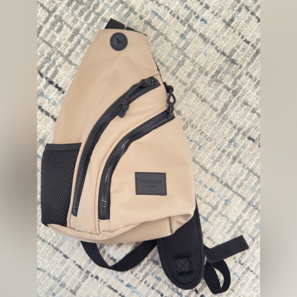 DUCHAMP LONDON Tan and Black Rubberized Sling Bag